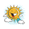 Smiling sun with cloud burst