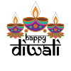 Drei bunte Diyas Festmuster