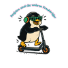 Tailcoat penguin on scooter