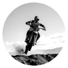 Motocross black and white logo - White
