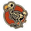 Skeleton Bird Dodo in Circle Retro