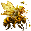 Golden fairy creatures on bee