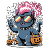 Cat punk Halloween with sunglasses