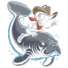 Skeleton cowboy riding manatee