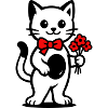 Kawaii cat lover with red ribbon
