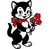 Black Cat with Red Ribbon