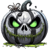Grim Pumpkin Zombie with Green Eyes