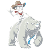 Squelette cow-boy sur ours polaire