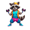 Refined raccoon fitness hero
