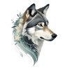 Wolfskopf mit Blumenornament