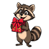Raccoon with gift package