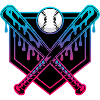 Neon Dripping Baseball Bats Crossed