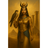 Egyptian Goddess – Falcon and Pyramids