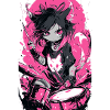 Cat Drummer Neon Pink
