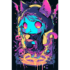 Neon Cat Magic Hoodie | Punk Cat