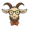 Goat with glasses and bow tie
