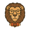 Lion with glasses and bow tie