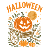 Autumn Halloween Pumpkin Cart