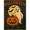 Halloween Ghost and Pumpkin Night