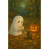 Cute Ghost in Autumn Halloween