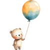 Pastel Teddy Balloon Illustration