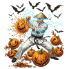 Ninja vs Halloween Pumpkins