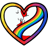 Kuss im Regenbogenherz Liebe