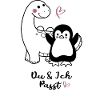 Cuddly penguin with hearts
