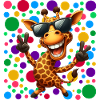 Cooler Giraffen-Cartoon – Bunter Polka-Dot-Spaß
