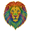 Rainbow Lion Glitter Motif