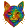 Rainbow Cat Gold Sparkle Outline