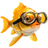 Goldfish with diving goggles