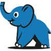 Blauer Cartoon Elefant