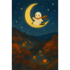 Halloween Cute Ghost Moon
