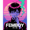 Vaporwave femboy with glitch style