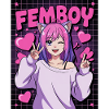 Cute Anime Femboy with Cat Ears