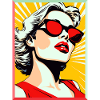 Pop Art Lady Sunglasses Sunbeams Retro