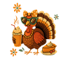 Turkey Drinking Coffee Bow Thanksgiving Day Idea