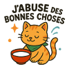 Chat zen savourant les bonnes choses
