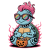 Halloween Punk Turtle with Pumpkin Basket