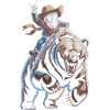 Skeleton cowboy on bear