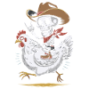 Skeleton cowboy on hen