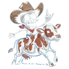 Skeleton cowboy rides calf
