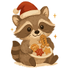 Weihnachts Waschbär mit Plätzchen