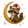 Weihnachts Waschbär auf Mond