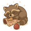 Sleeping Christmas Raccoon