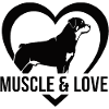 Rottweiler Muscle & Love Silhouette Dog Holder