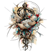 Sage-femme – Abstrait Bâton d’Esculape avec bébé
