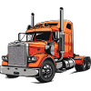 Semi Truck Flame Red Illustration
