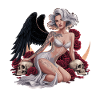 Mystical Angels with Black Wings and